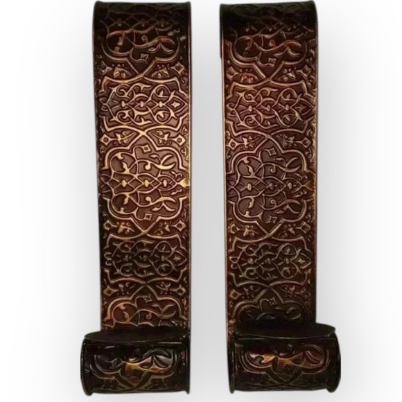 Candle Wall Sconces, Set of 2 Moroccan/Middle Eastern Inspired Sn BRZ/GLD - Picture 1 of 7